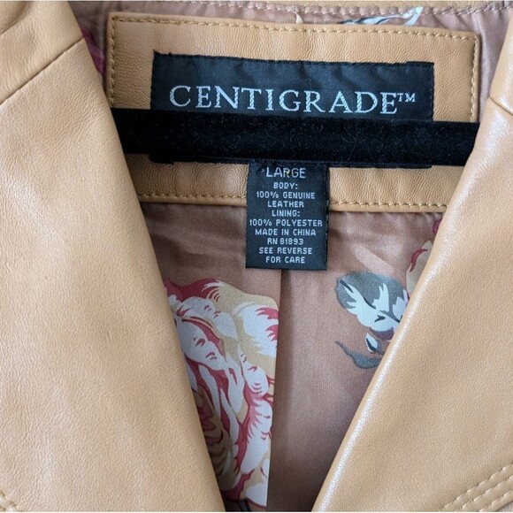 Centigrade Leather Tan Camel Jacket‎ Size Large - Picture 5 of 7